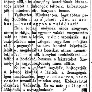 Részlet a „A mob.” c. cikkből (Forrás: Magyar Polgár, 1884. 06. 14., 4. o.)
